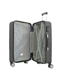 COVERI COLLECTION - TROLLEY ABS GRIGIO CON QUATTRO RUOTE DOPPIE E RIGHE ORIZZONTALI