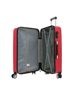 COVERI COLLECTION - TROLLEY ABS ROSSO CON QUATTRO RUOTE DOPPIE E RIGHE ORIZZONTALI