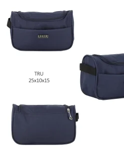 COVERI COLLECTION - TROLLEY BLU SCURO IN TESSUTO ESPANDIBILE CON DOPPIA TASCA FRONTALE