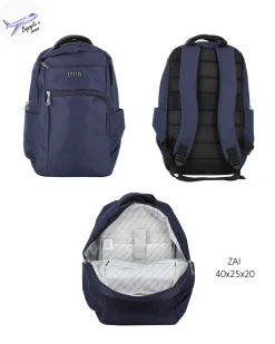 COVERI COLLECTION - TROLLEY BLU SCURO IN TESSUTO ESPANDIBILE CON DOPPIA TASCA FRONTALE