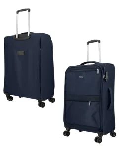 COVERI COLLECTION - TROLLEY BLU IN TESSUTO CON DOPPIA TASCA FRONTALE  E 4 RUOTE
