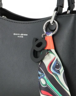 DAVID JONES - BORSA NERA A MANO DUE MANICI TRE SCOMPARTI E FOULARD