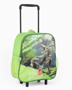 DINOSAURO - Zaino trolley verde con tasche laterali
