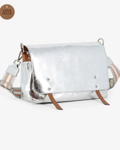 DIVAS - Borsa argento modello postina VERA PELLE, MADE IN ITALY