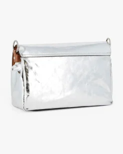 DIVAS - Borsa argento modello postina VERA PELLE, MADE IN ITALY