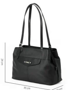 DIVAS - Borsa a spalla nera in VERA PELLE con manici regolabili, MADE IN ITALY