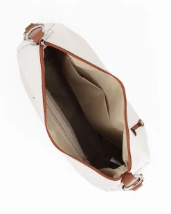 DIVAS - Borsa beige con tracolla nastro in VERA PELLE - MADE IN ITALY