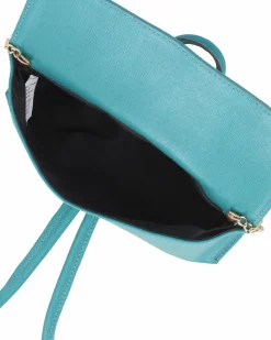 DIVAS - Borsa bracciale azzurra con catena oro VERA PELLE, MADE IN ITALY