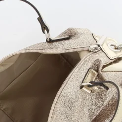 DIVAS - Borsa glitter nude con due manici e tracolla rimovibile, MADE IN ITALY