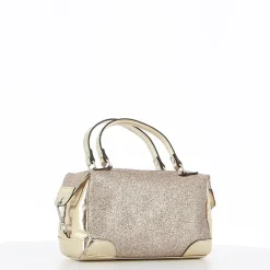 DIVAS - Borsa glitter nude con due manici e tracolla rimovibile, MADE IN ITALY