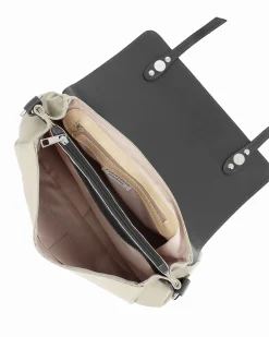 DIVAS - Borsa grigia modello postina VERA PELLE, MADE IN ITALY