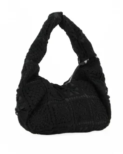 DIVAS - Borsa hobo in pizzo crochet nero