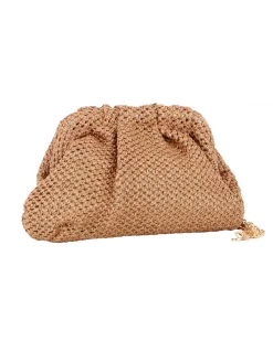 DIVAS - Borsa pochette marrone intrecciata effetto paglia