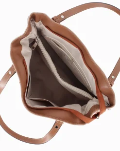 DIVAS - Borsa shopping carne tre scomparti VERA PELLE - MADE IN ITALY