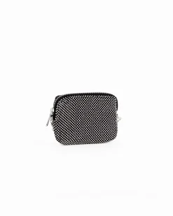 DIVAS - Pochette nera con strass e catenina tracolla removibile