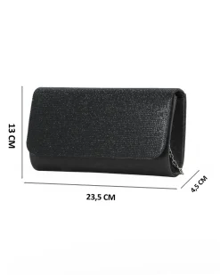 DIVAS -  Pochette nera tutta strass con patta