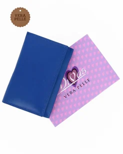 DIVAS - Portafoglio blu da donna con patta in VERA PELLE