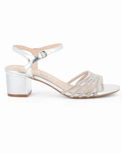 DIVAS - Sandalo gioiello argento con cinturini in strass, tacco 5CM