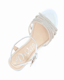DIVAS - Sandalo gioiello argento con cinturini in strass, tacco 5CM