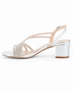 DIVAS - Sandalo gioiello argento con cinturini in strass, tacco 5CM