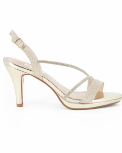 DIVAS - Sandalo gioiello platino con cinturini in strass, tacco 8,5CM