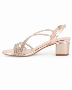 DIVAS - Sandalo gioiello rose gold con cinturini in strass, tacco 5CM
