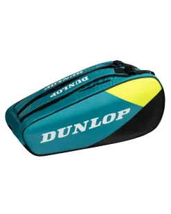 DUNLOP - BORSONE PORTA RACCHETTE CX CLUB X 6 TEAL VERDE PETROLIO, NERO E GIALLO, 10364027