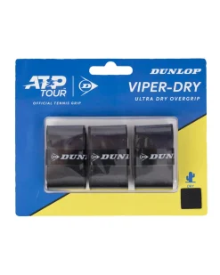 DUNLOP - OVERGRIP  ATP VIPER-DRY (NASTRO MORBIDO) CONFEZIONE DA 3 PZ. NERO, 10365375