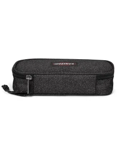 EASTPAK - Borsellino OVAL SINGLE nero glitterato con scomparto interno con passanti portapenne