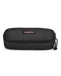 EASTPAK - Borsellino OVAL SINGLE nero glitterato con scomparto interno con passanti portapenne