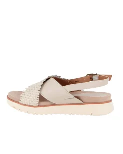 ELLEN BLAKE - Sandalo burro in VERA PELLE con fasce incrociate, tacco 3,5CM