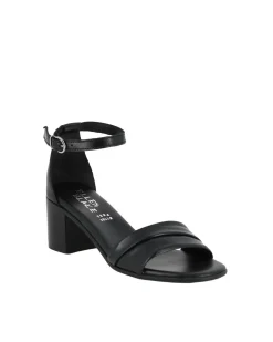 ELLEN BLAKE - Sandalo nero in VERA PELLE con cinturino alla caviglia, tacco 5,5CM