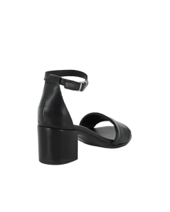 ELLEN BLAKE - Sandalo nero in VERA PELLE con cinturino alla caviglia, tacco 5,5CM