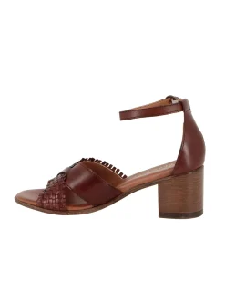ELLEN BLAKE - Sandalo rovere in VERA PELLE con fasce incrociate, tacco 5,5CM