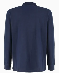 ELLESSE - POLO UOMO MANUCA LUNGA IN PIQUET BLU PATCH LOGO - EHM211W25-858