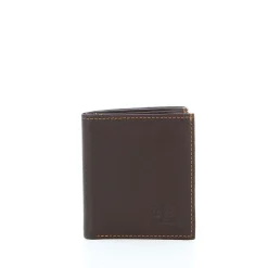 EMPORIO - Portafoglio marrone in VERA PELLE con scomparto banconote e tasca posteriore portaspicci