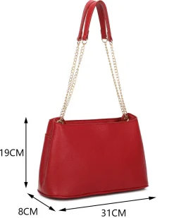 ENRICO COVERI - Borsa a spalla rossa con tre scomparti interni e tasca frontale con patta e chiusura a girello