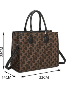 ENRICO COVERI - Borsa due manici loggata nera con tracolla removibile