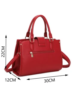 ENRICO COVERI - Borsa due manici rossa con tasca posteriore e pattina con chiusura a girello, tracolla removibile