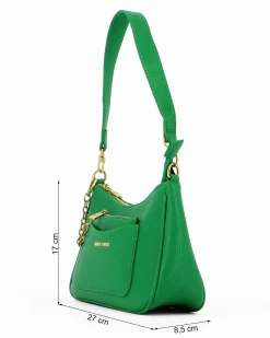 ENRICO COVERI - BORSA VERDE A SPALLA CON POUCH RIMOVIBILE