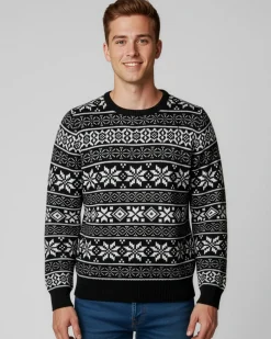 ENRICO COVERI - Maglione manica lunga blu di natale con fiocchi di neve