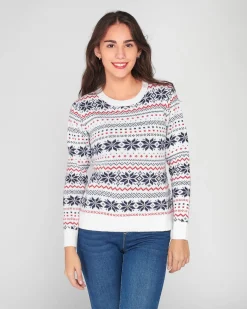 ENRICO COVERI - Maglione natalizio da donna bianco fantasia norvegia