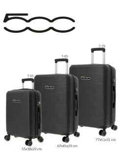 FIAT 500 - TROLLEY NERO IN ABS 4 RUOTE CON COMBINAZIONE TSA