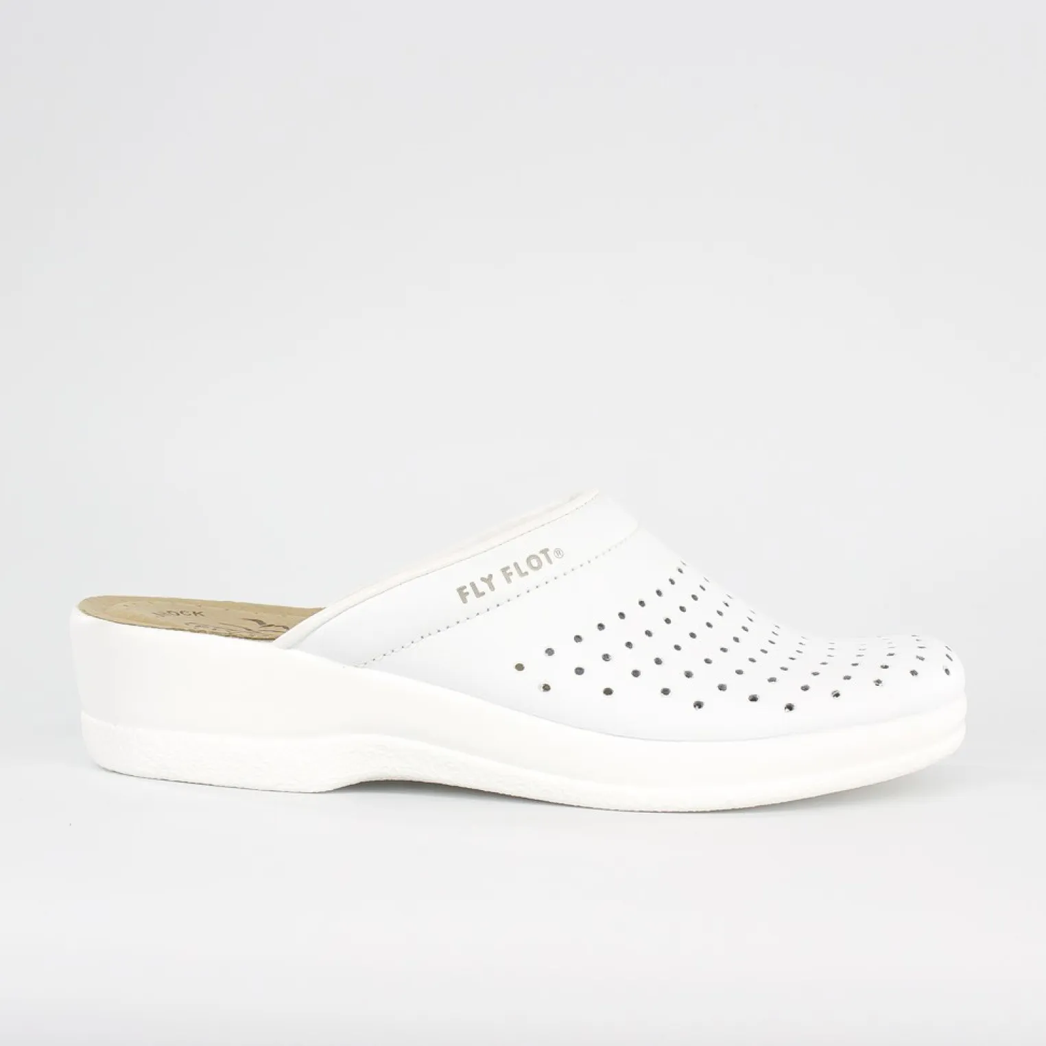 FLY FLOT - Ciabatta sanitaria da donna bianco in VERA PELLE, MADE IN ITALY
