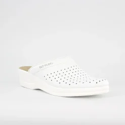 FLY FLOT - Ciabatta sanitaria da donna bianco in VERA PELLE, MADE IN ITALY