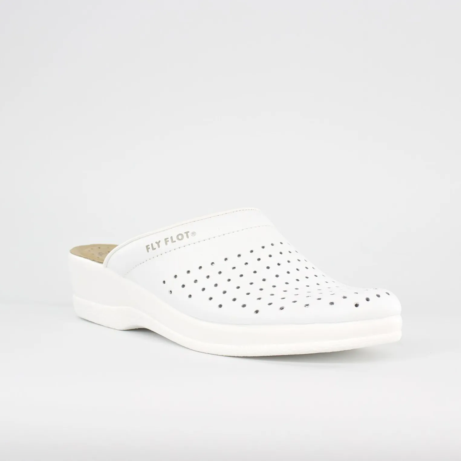 FLY FLOT - Ciabatta sanitaria da donna bianco in VERA PELLE, MADE IN ITALY