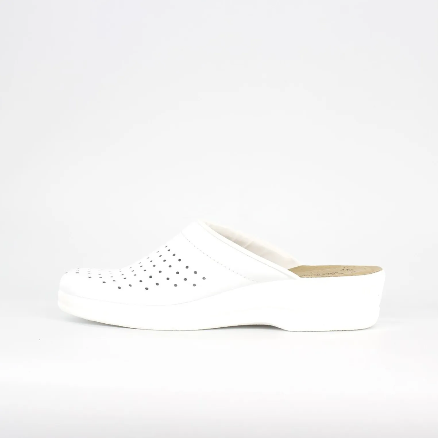 FLY FLOT - Ciabatta sanitaria da donna bianco in VERA PELLE, MADE IN ITALY