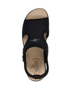 FLY FLOT - Sandalo nero da donna in microfibra elastica, MADE IN ITALY
