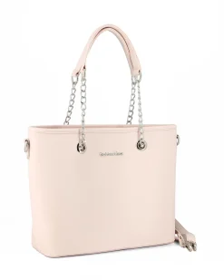 GIANMARCO VENTURI - Borsa shopping latte con tasca posteriore e tracolla removibile