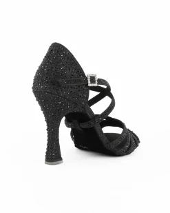 GLOBODANCE - Scarpa da ballo nera glitterata con sottopiede in memory foam, tacco 8,5CM